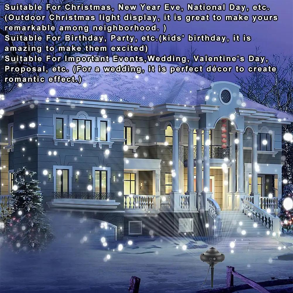 Светодиодная сценическая лампа водонепроницаемый проектор снежинки украшения для внутреннего освещения рождественские уличные вечерние снежные сцены садовый свет