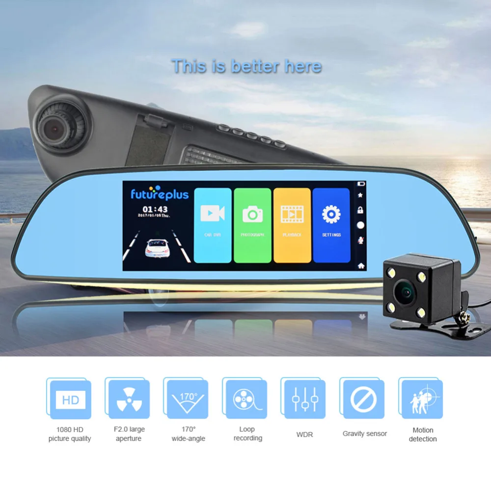 

Dual Lens WDR Car DVR Mirror Camera High Definition Rearview Backup Camera 7inch Video Recorder Auto Dash Cam Car Accessaries