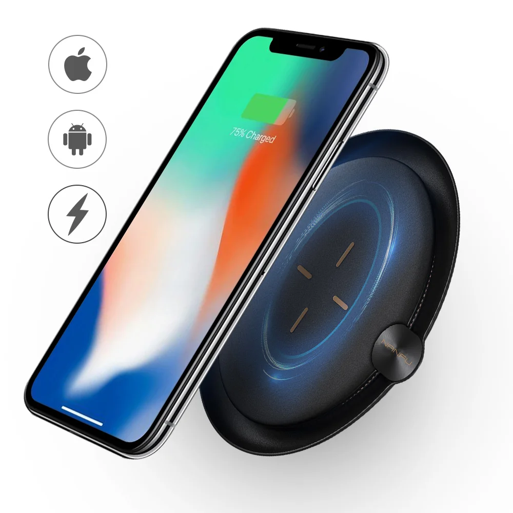 

NANFU 10W Fast Wireless Charging Pad for Samsung Galaxy S9+ S9 S8 Note 8 for iPhone X 8 Plus 8 and All Qi-Enabled Phones