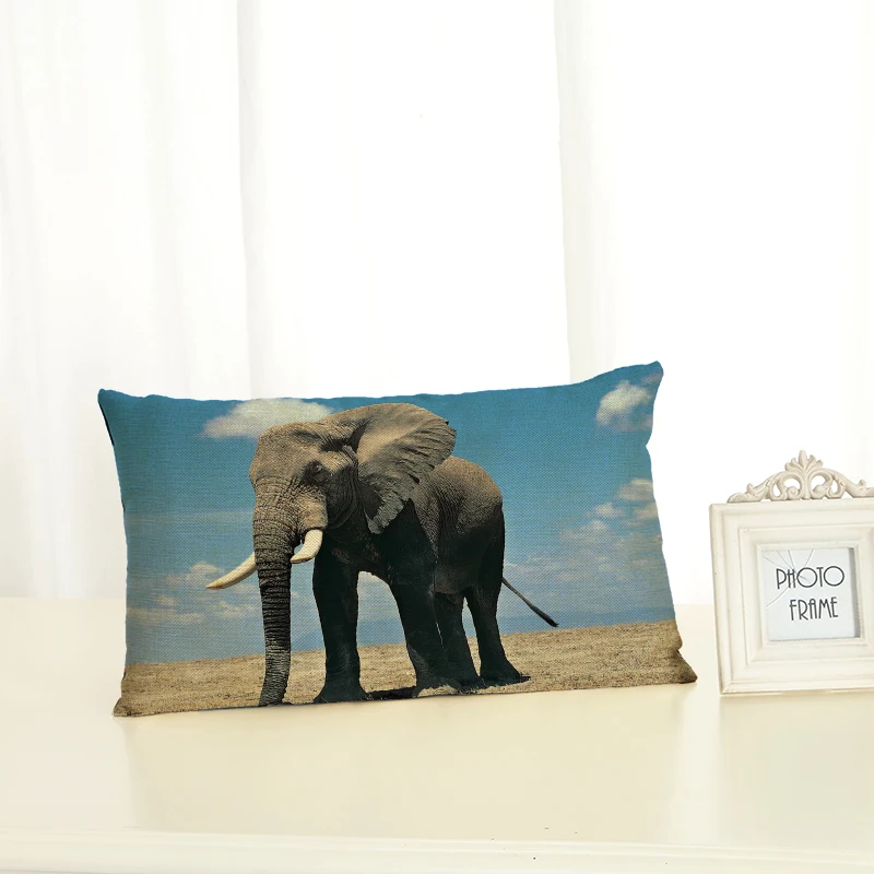 

HD 30x50 Elephant Housewear Chair Cushion Cover Soft Pillow Case Cojines Almofadas Cotton Linen Square