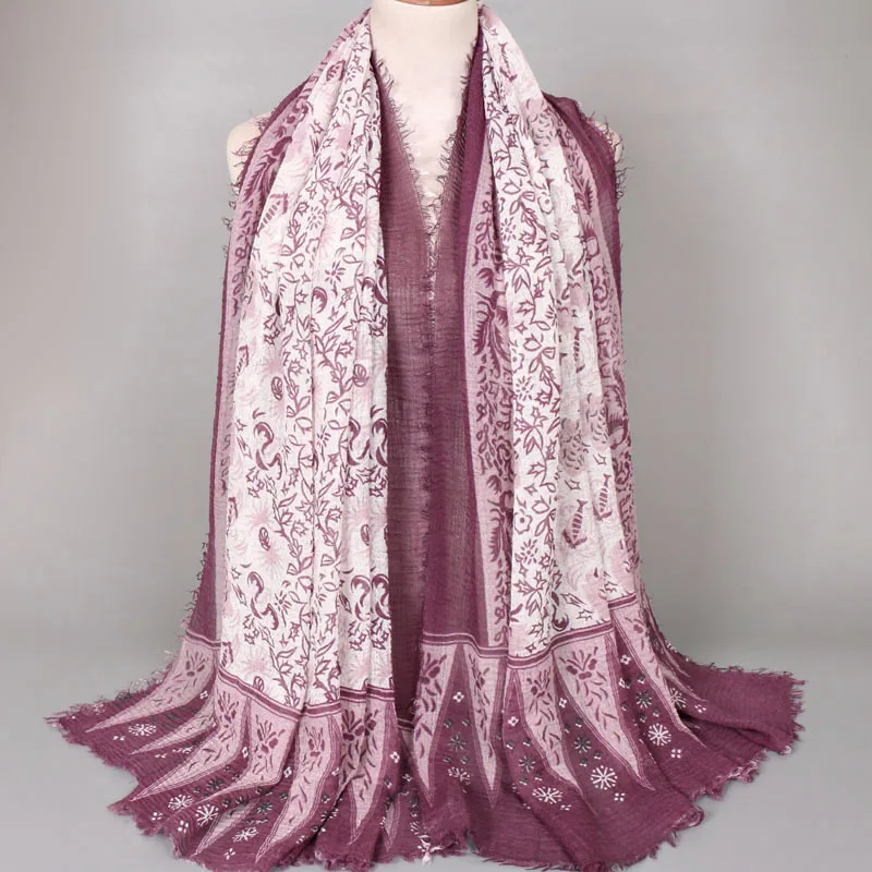 2018 Испания роскошный бренд Bubble Цветочные Вискоза Шаль Шарф женский обертывания и шали пашмины мусульманский хиджаб женский шарф