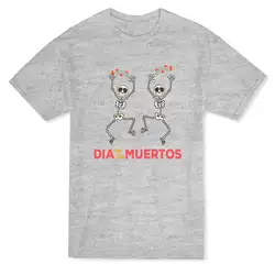 Танцы скелеты Dia De Muertos Графический для мужчин Sportser серый T-shirt100 %