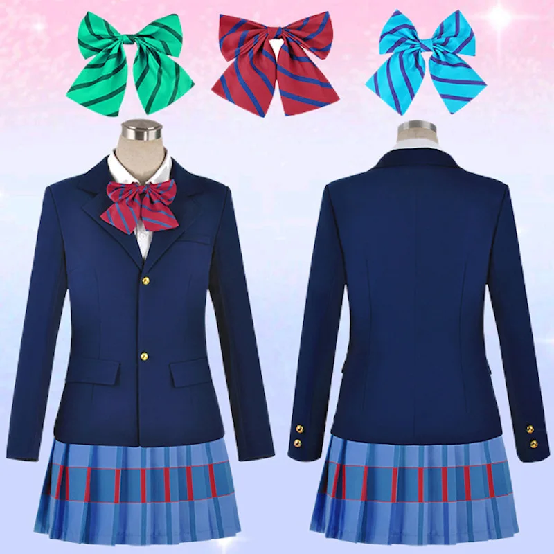 

Cute Unicorn Love Live Cosplay Costume Halloween Party Dress Japanese Anime Lovelive student School Uniform Blazer+Skirt+Bowtie