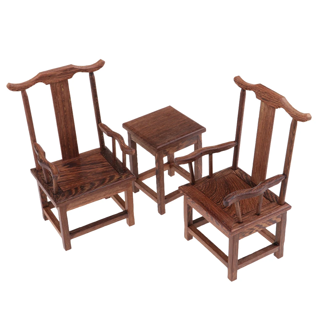 دمية 1/6 مقياس المنمنمات الأثاث اليدوية نهاية الجدول طاولة شاي w/كرسي مجموعة #3