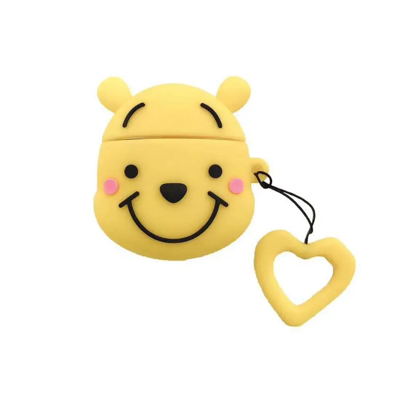 

New Small Bear Doll Pattern Shockproof Soft Silicone Protective Cover Case Skin with Lanyard for Airpods 1/2 Charging Box Parts