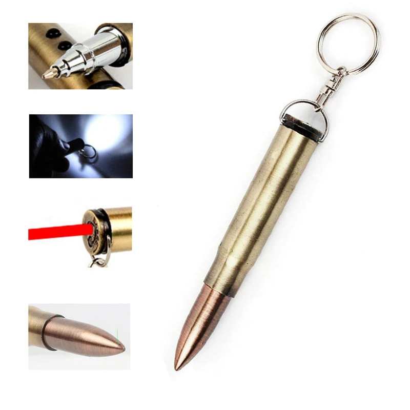 

Multifunction 4 In1 EDC Bullet Shaped Pen Survival Light Life-Saving Hammer Ballpoint Self Defense Pendant Keychain Camping Tool