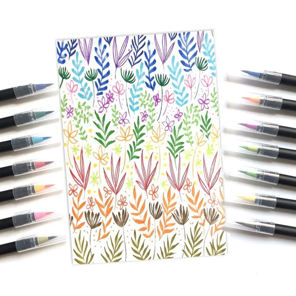 100 шт цвета двойной наконечник ручки щетки с Fineliners окраска акварельные маркеры