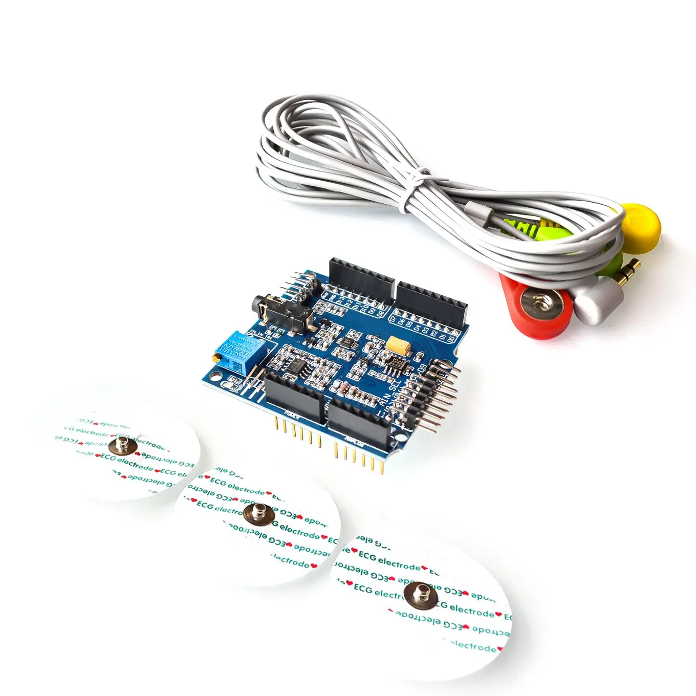 

ECG/EKG/EMG Shield for Arduino with Cables and Electrodes