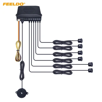 

FEELDO 1Set Car 6 Sensors Parking Sensor Reverse Backup Radar 2 Front 4 Rear Beep Alarm With Speaker Radar System #CT-898
