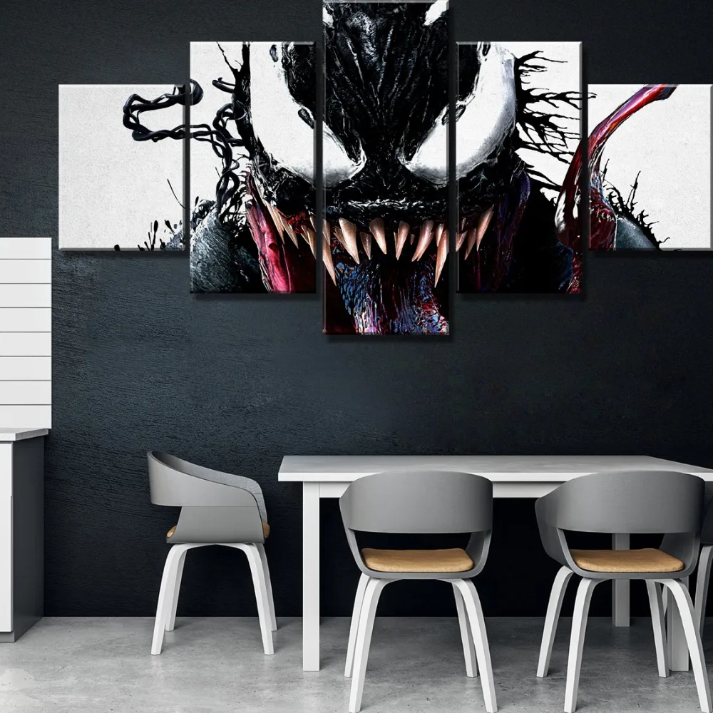 

5 Piece HD Print Large Venom Marvel Comics Poster Painting Canvas Wall Art Picture Home Decoration Living Room Canvas Painting