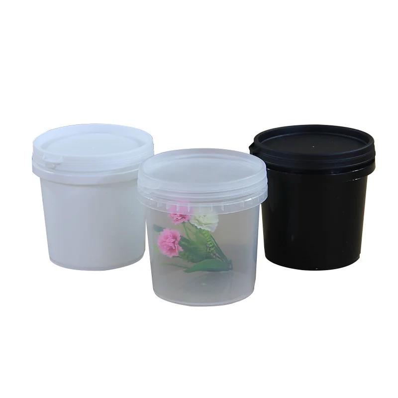 

1L PP plastic bucket food Grade Food packaging jars with lid Plastic storage container for Candy vegetables fruit water