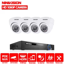 NINIVISION 4CH CCTV система NVR POE NVR 1080 P видео Выход 4 шт. 2,0 МП 1920*1080 купольная белая камеры видеонаблюдения ip-камеры безопасности Системы