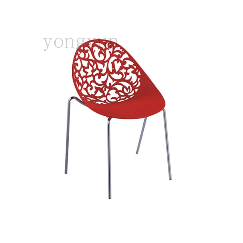 PP стул Пластик и Сталь современный минималистский классические модные столовая цветок стул обеденный стул - Цвет: red