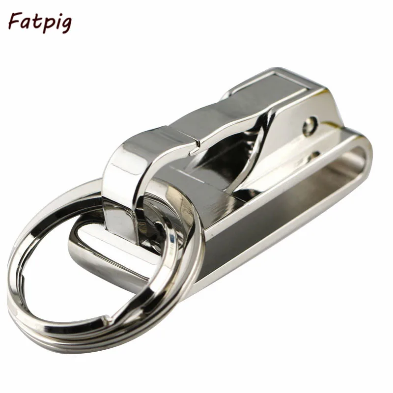 

1pcs New Spring Buckle Clip on Belt Double Loops Silver Keychain Key Chain Ring Keyfob