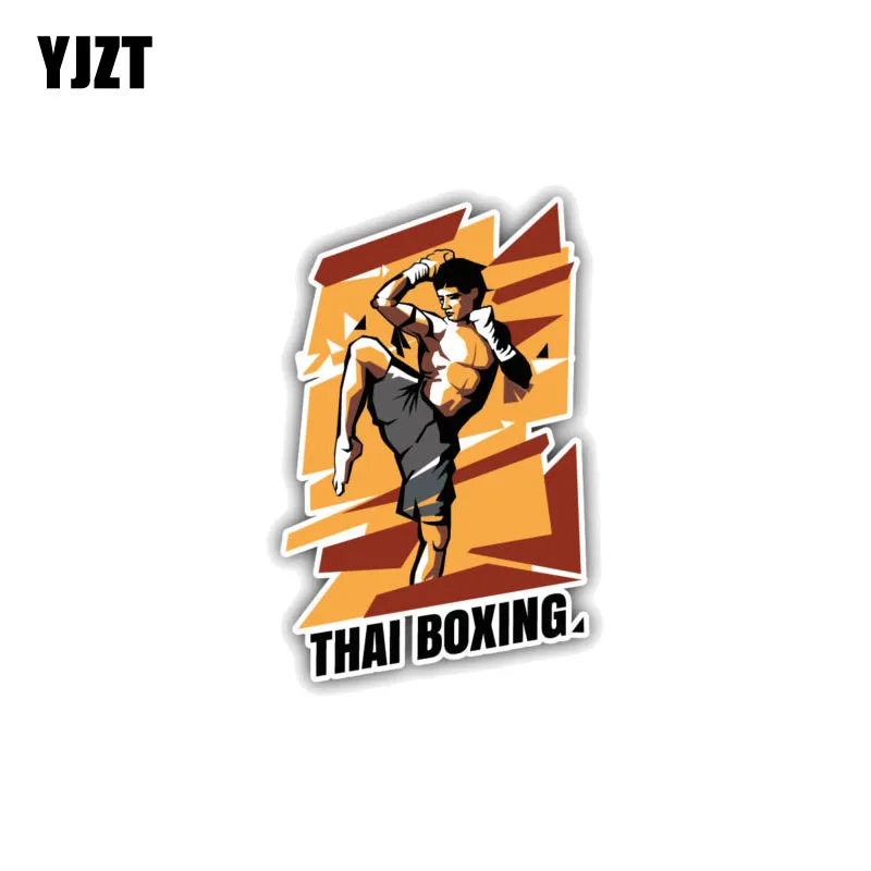 

YJZT 6.8CM*10.8CM Creative Thai Boxing Fighter Car Sticker PVC Reflective Decal 12-1394