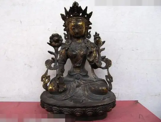

S00161 Details about Tibet classical Bronze White TaRa Buddha Guan Yin Kwan Yin Bodhisattva statue