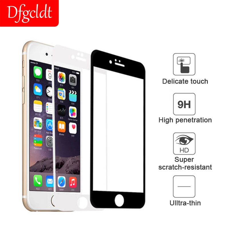 Koop Volledige Cover Screen Gehard Glas Film voor iPhone X 8 7 6 Beschermende Glas voor iPhone 7 6 s Plus screen Protector Film 9 H Case
