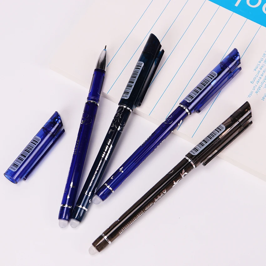 10PCS Erasable Gel Pens Blue Black Refill 0.5mm Tip Student School