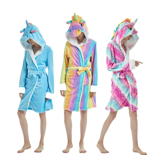 

New Kigurumi Unicorn Bathrobe Pajamas Adults Winter Animal Flannel Bath Robe Sleepwear Women Men Thick Warm Panda Robe Homewear