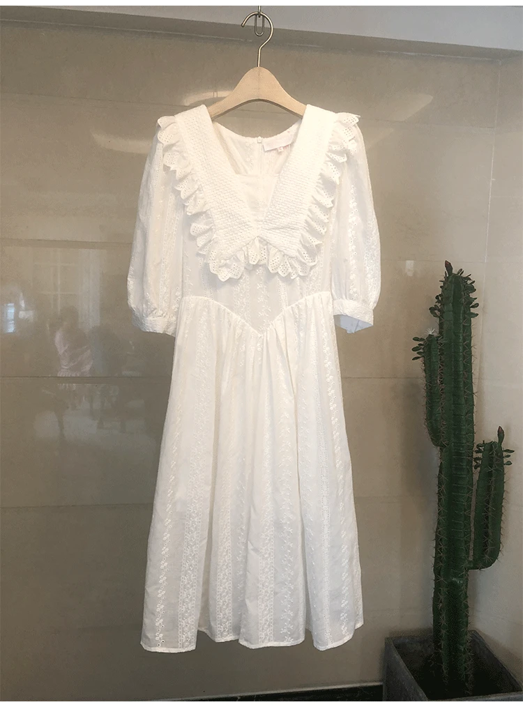Корейское милое летнее белое кружевное платье vestidos mujer Verano миди вечерние красные рождественские платья Robe Moulante Femme N9596