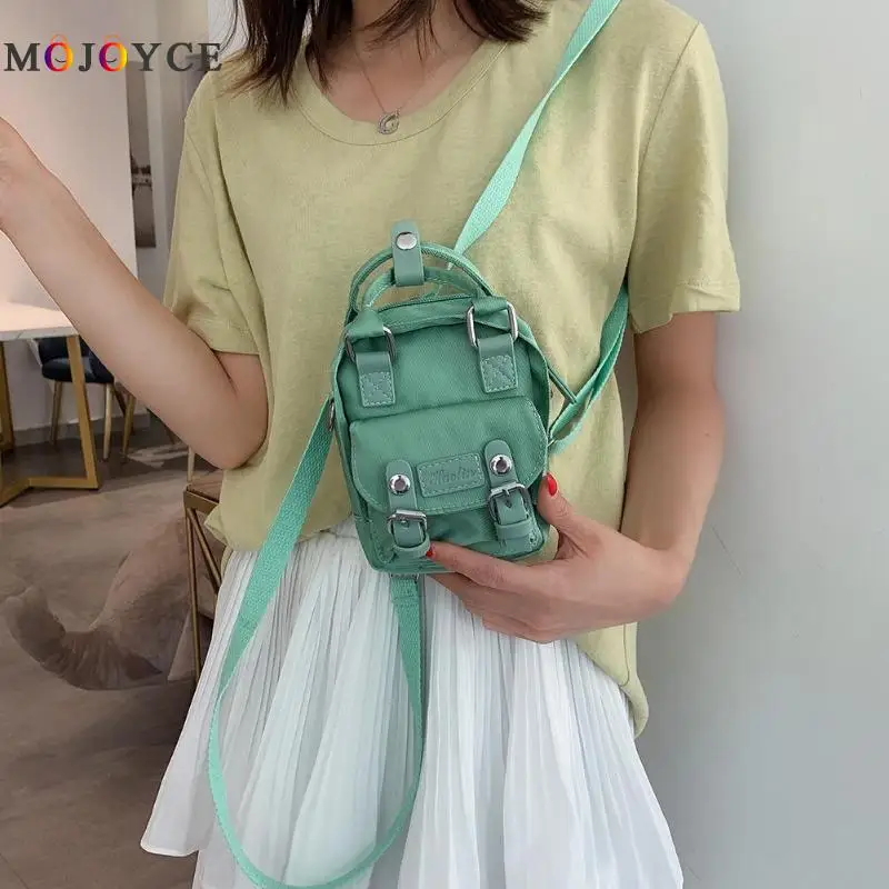 

Super Mini Style Solid Color Hasp Backpack Women Multi Function Mini Canvas Knapsack Female Backpack