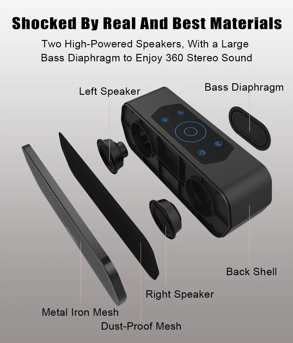 ZEALOT S20 сенсорный беспроводной Bluetooth динамик портативная 3D стерео звуковая система сабвуфер TF карта MP3 плеер Громкая связь микрофон