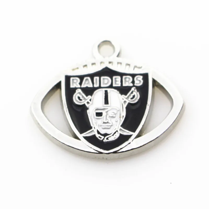 

20pcs Oakland Raiders Pendant Football Team Floating Charms Silver Dangle Charms Fit Sports Necklace Bracelet DIY Jewelry