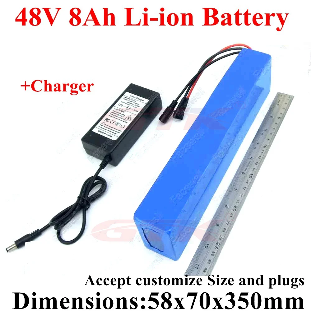 

Long 48v 8Ah 9Ah battery pack li-ion 48v 500w ebike liion lithium 13s bms electric bike battery 48v 10Ah 600w motor + 2A charger