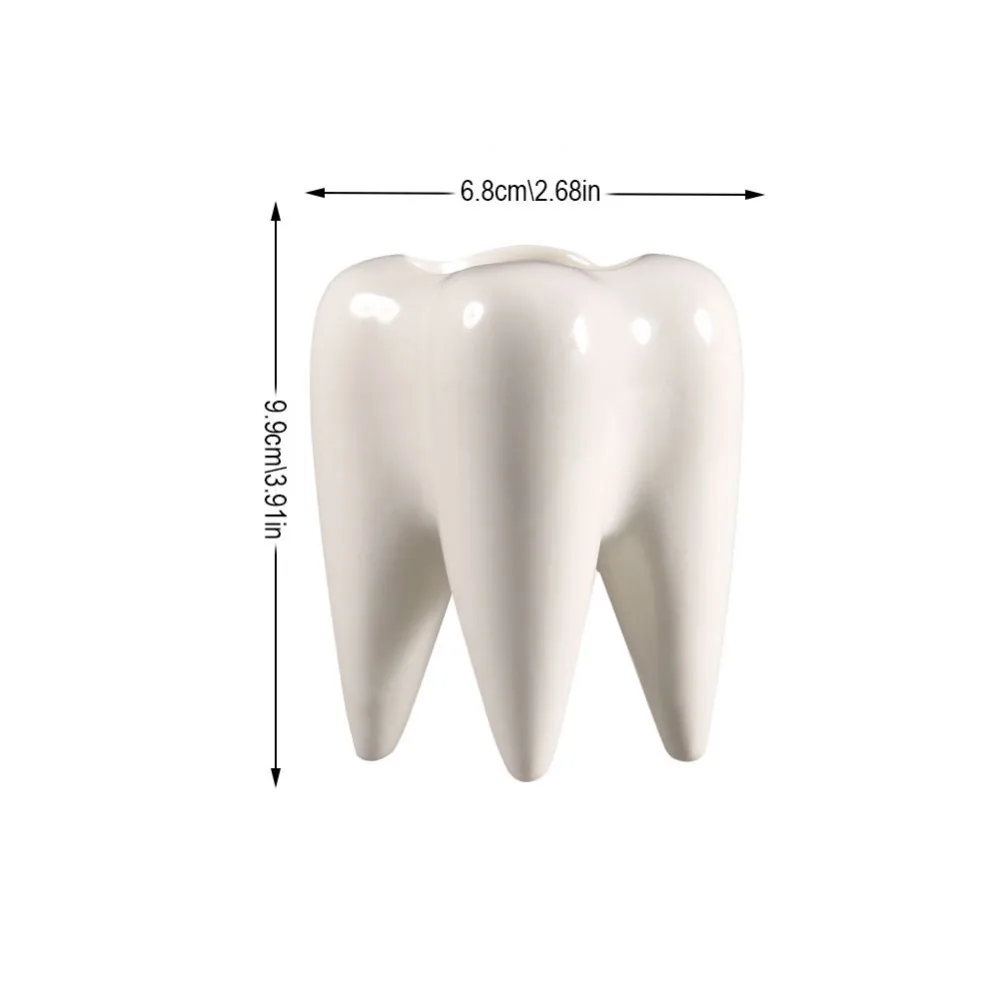 1 шт., белый керамический цветочный горшок в форме зуба, современный дизайн, модель зуба, мини настольный горшок, креативный подарок(без растений