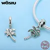 WOSTU-breloque de palmier scintillant en véritable argent Sterling 925, avec Bracelet Original en forme de CZ transparente, bijou authentique ► Photo 3/6
