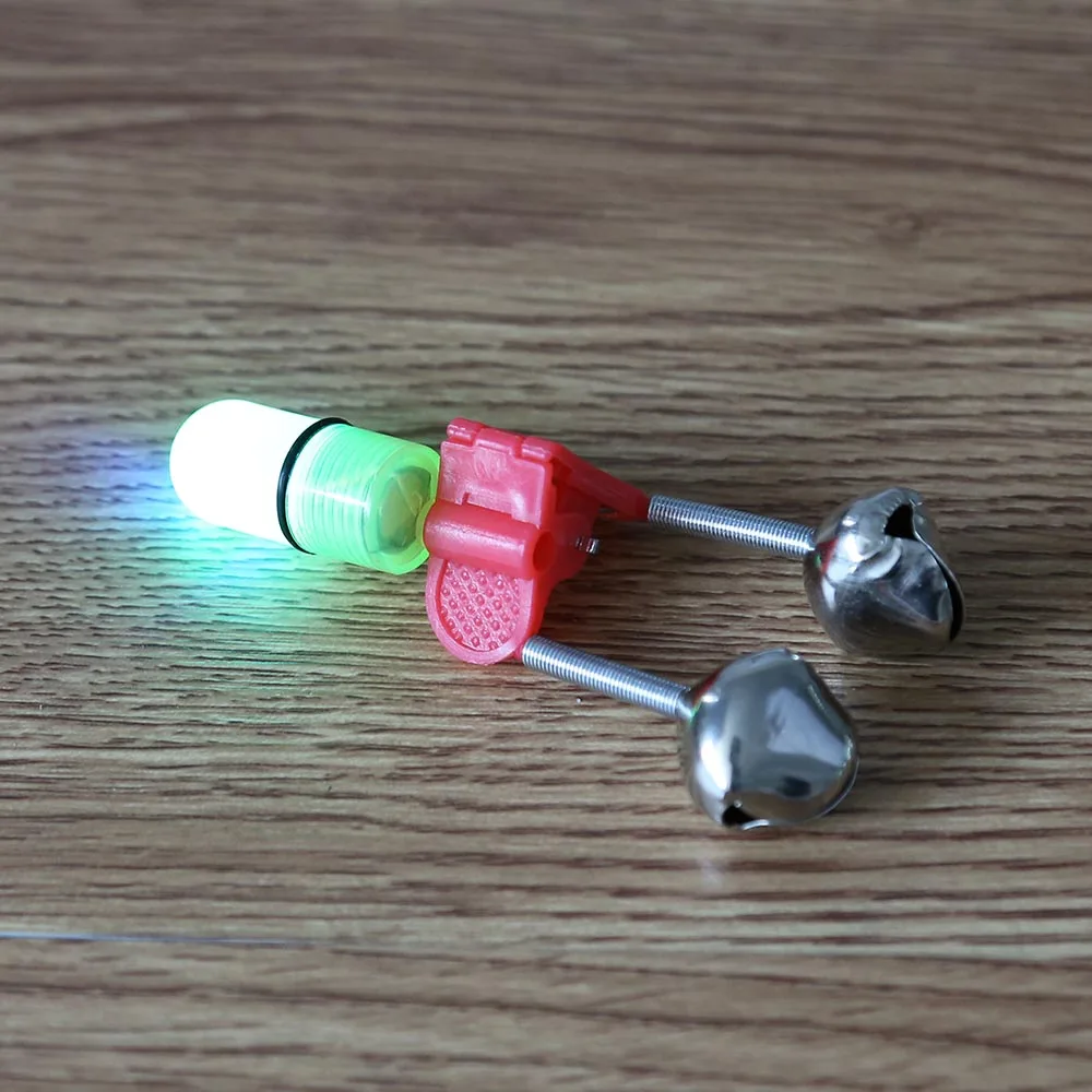 

1PC LED Fishing Rod Bite Alarm Blue Light Twin Fishing Bells Clip Alarm Fishing Tool Accessories