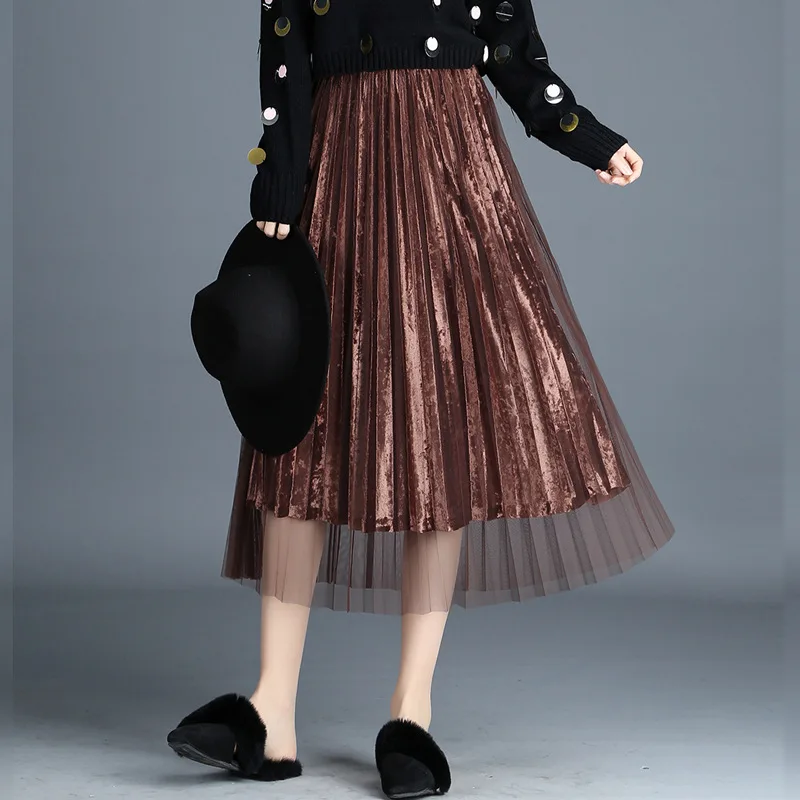 Новые Брендовые женские модные плиссированные кружевные юбки Lotita в стиле сетки бархатные плиссированные юбки-пачки винтажная Нижняя юбка эластичная Женская