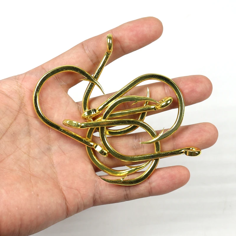 

Wifreo 2PCS 13/0 Gold Color Jig Hook Boat Fishing Hooks Spare Assist Hook