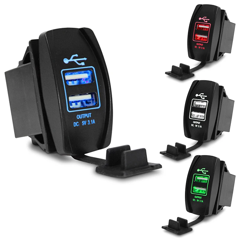 Araba USB arj Aleti akmak Soket G Adapt r 12 24V 3 1A ift USB 