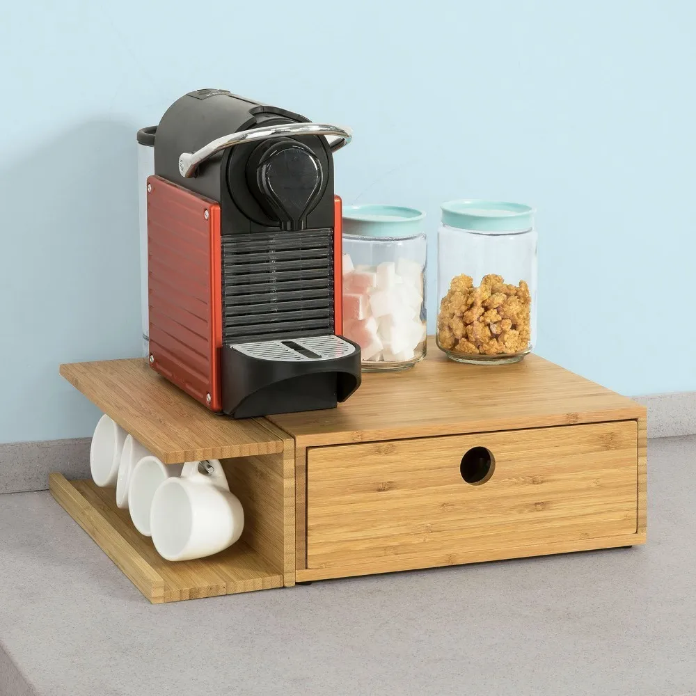 SoBuy FRG269-N, Coffee Machine Stand & Coffee Pod Capsule Teabags Box Holder Organizer with Drawer, Bamboo SoBuy FRG269-N, Coffee Machine Stand & Coffee Pod Capsule Teabags Box Holder Organizer with Drawer, Bamboo