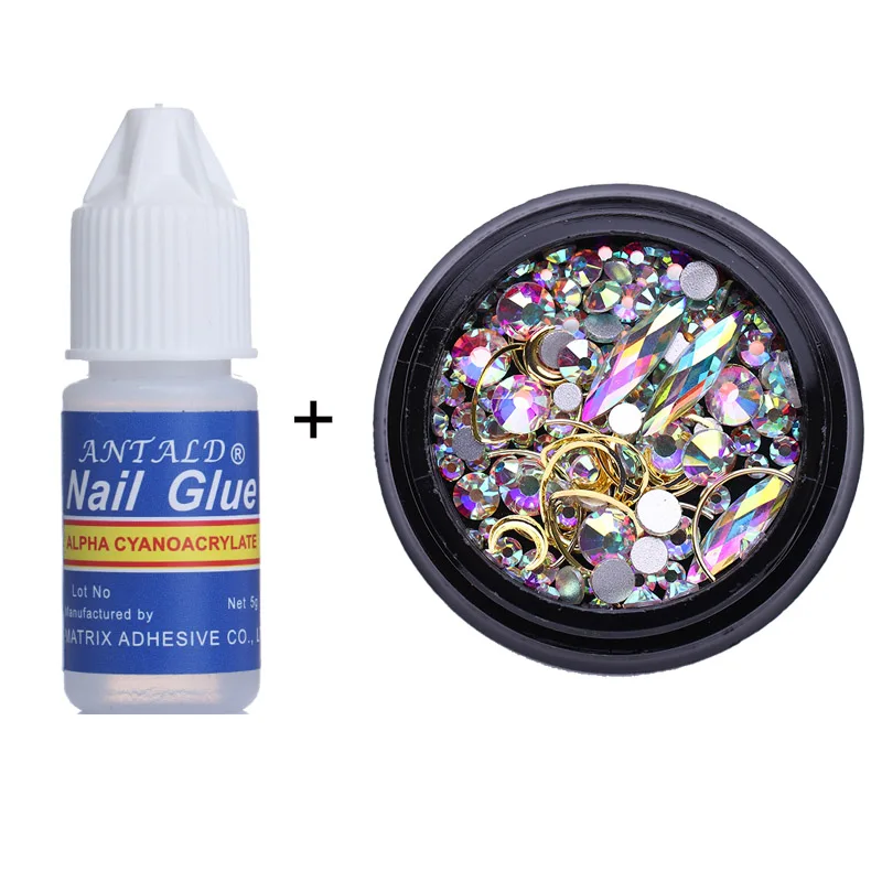 1 مجموعة مسمار الغراء سريع الجافة لاصق أكريليك الفرنسية كاذبة نصائح 3D الديكور الغراء مسمار حجر الراين مانيكير أداة مجموعة
