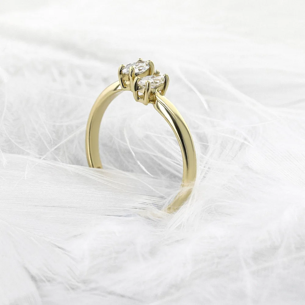 0.66CTW 3x5 мм Marquis разрезанный Муассанит кольцо 14K массивная, желтая, золотая, Moissanite 2 камни стиль обручальное кольцо, фантастическое обручальное кольцо