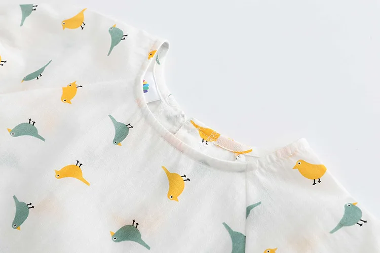 2018 Hot Summer 2 3 4 6 8 9 10Years Thin Sweet Cute Cartoon Animal Print Blouse Baby Kids Girls Short Lantern Sleeve Dress Shirt (13)