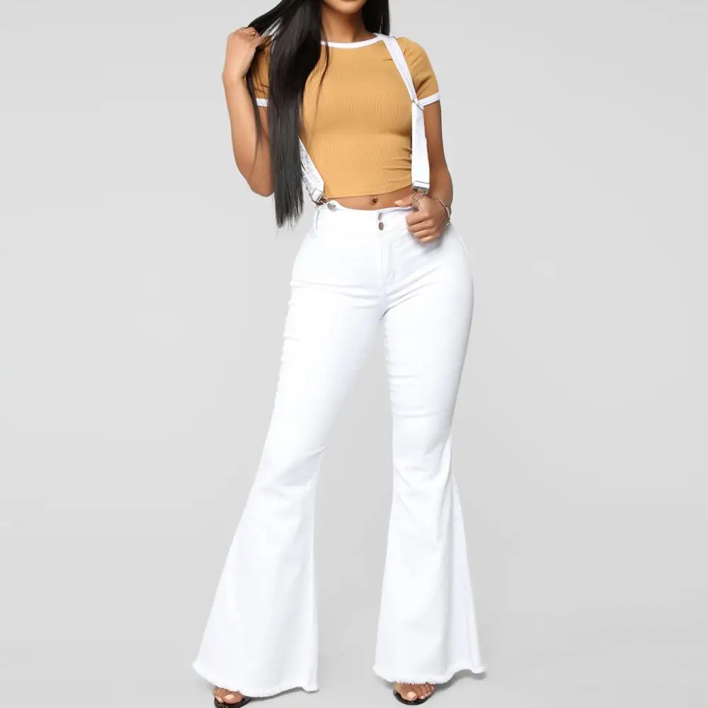 Bell Bottom Jeans Women High Waist Denim Wide Leg Jeans Frayed Edge Fashion Streetwear High Street Hole Jeans Trousers Modis BB4