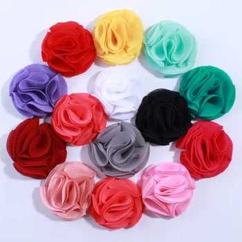 

50PCS 4.5CM High Quality Fashion Round Chiffon Flowers For Headwear Accessories Fabric Flower For Headbands Cloth