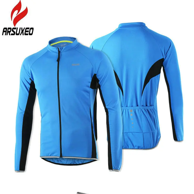 ARSUXEO Cycling Jersey Long Sleeve Sportswear Breathable Quick Dry Sun Protection Mountain Bike Bicycle Clothing Shirts Wear