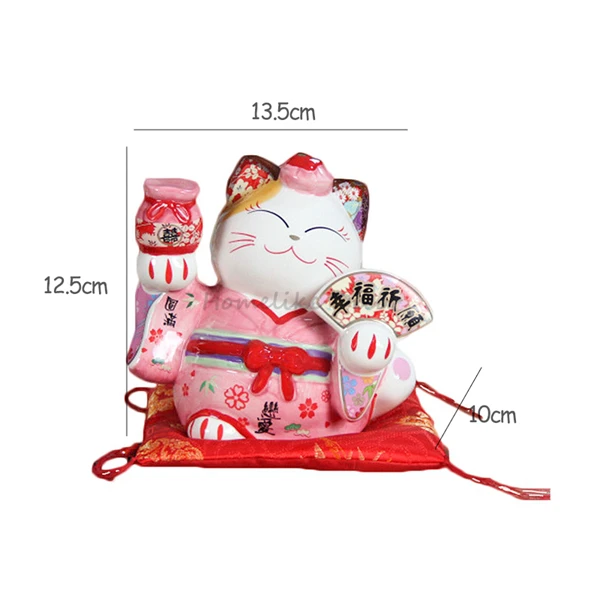 Японская керамика Манеки Неко счастливый кот Копилка Кот приносящий удачу фэн шуй ремесла центральный для домашнего свадебного украшения Newlyweds подарок - Цвет: Pink 5 inch