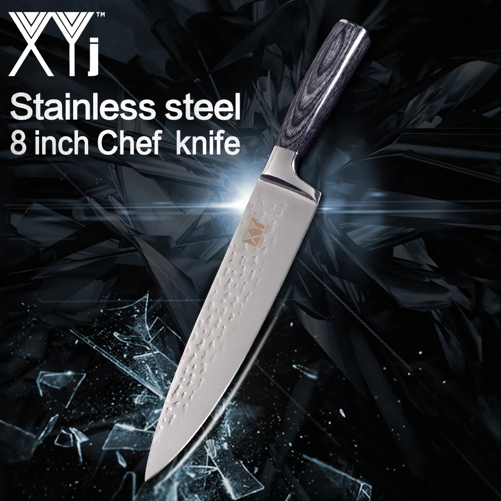 

XYj Chef Knife 8'' Stainless Steel High Carbon 7cr17 Blade Non-slip Handle Cooking Knife Kitchen Fish Meat Gadgets Accessories