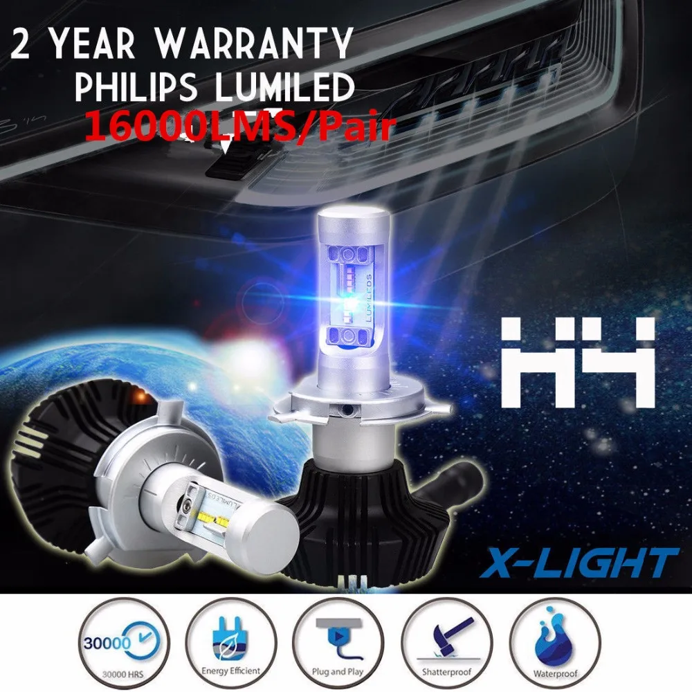 ФОТО Car 160W 16000LM LED Headlight Canbus Kit W/ PhilipsLUMILEDs For H4 9003 HB2 Hi lo Beam Xenon White 9005 HB3 9006 HB4 H7 H8 H11