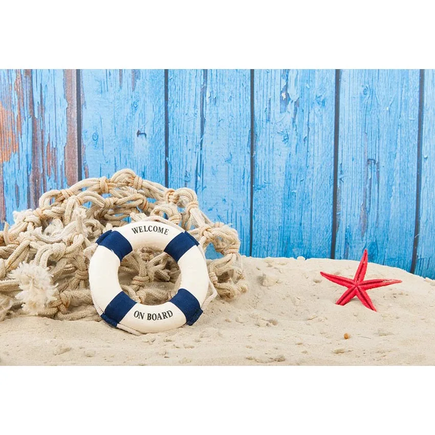 

Vinyl sea beach fishstar newborn Photography Backgrounds Customized wood wall children Photographic Backdrops For Photo Studio