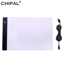 CHIPAL A4 tableta LED de dibujo, Pad de gráficos Digitales, caja de luz LED USB, tablero de copia, tabla de escritura electrónica de arte gráfico