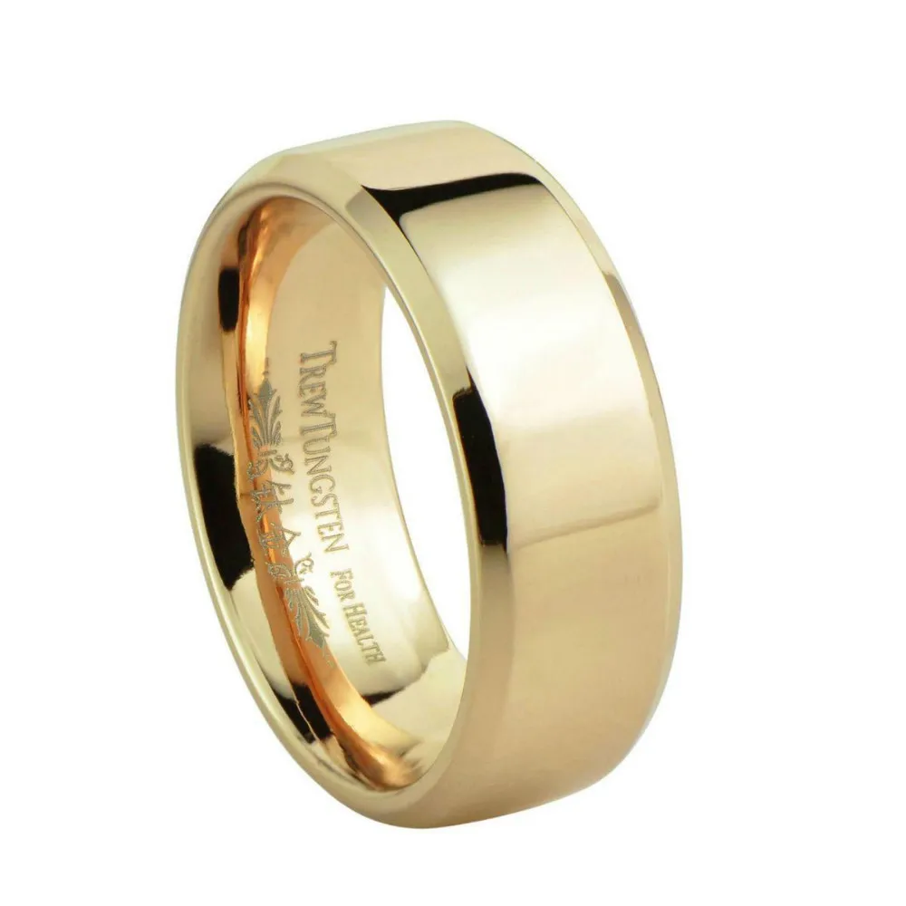 

Flat Polished Finish Rose Gold plating Titanium Band with Beveled Edges Width - 7mm /TIRI0003RM