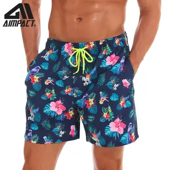 

Aimpact Mens Board Shorts Flower Quick Dry Summer Beach Swim Hybrid Shorts Fashion Surf Hawaii Mesh lining Liner Trunks AM2199