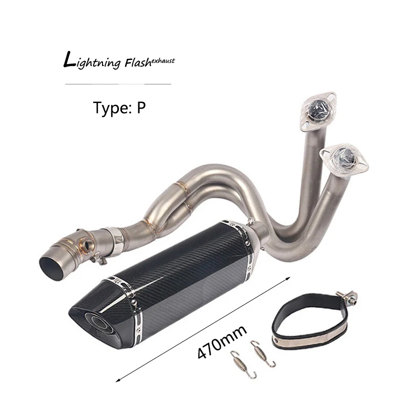 For- Kawasaki Z650 Ninja 650 Exhaust System Motorcycle Header Mid Link Pipe Slip On 51 mm Escape Exhaust Pipe