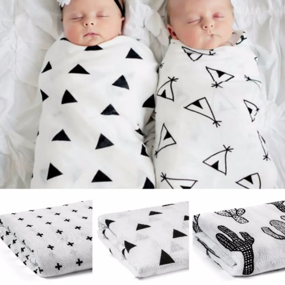 Muslin Baby Swaddles For Newborn Baby Blankets Black & White Gauze Bat